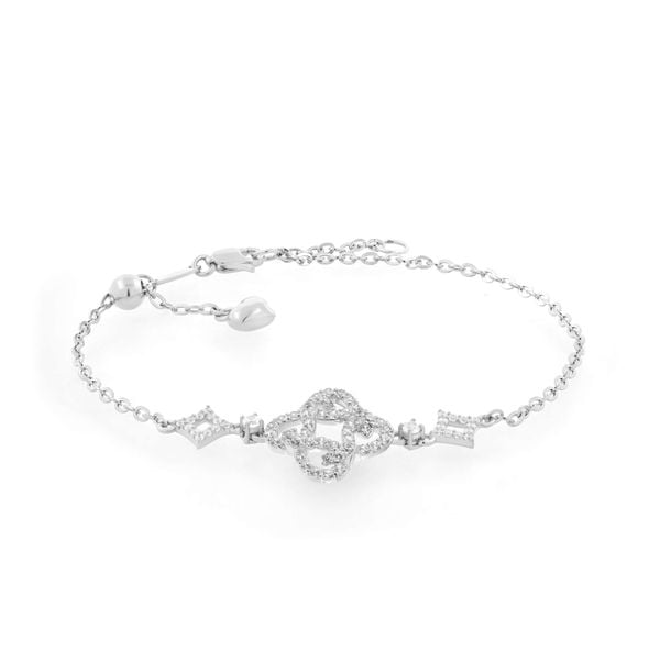 Lắc tay vàng trắng 14K gắn đá CZ DOJI AFBK000703F2CZ1