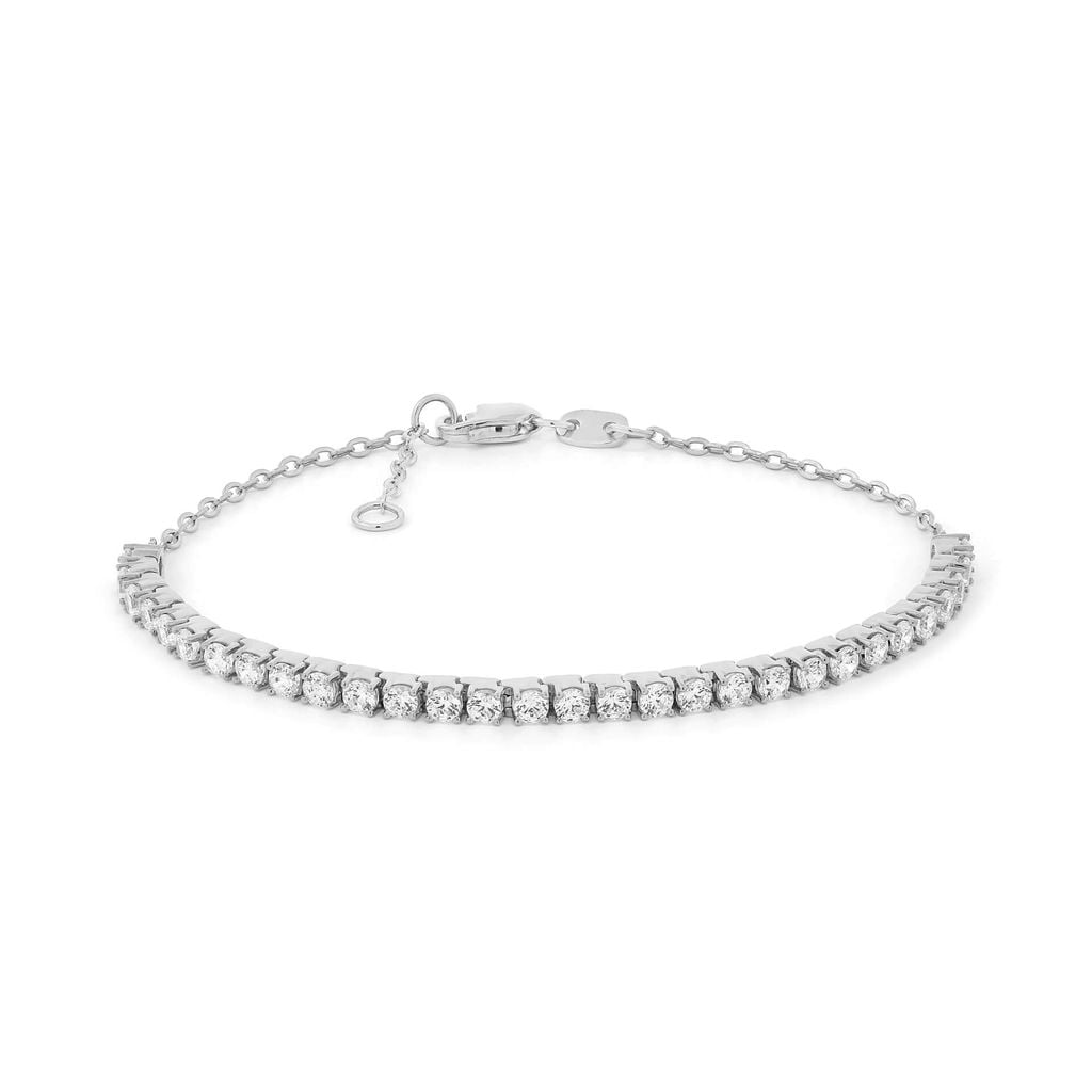 Lắc tay vàng trắng 14K gắn đá CZ DOJI AFBK000727F2CZ1 