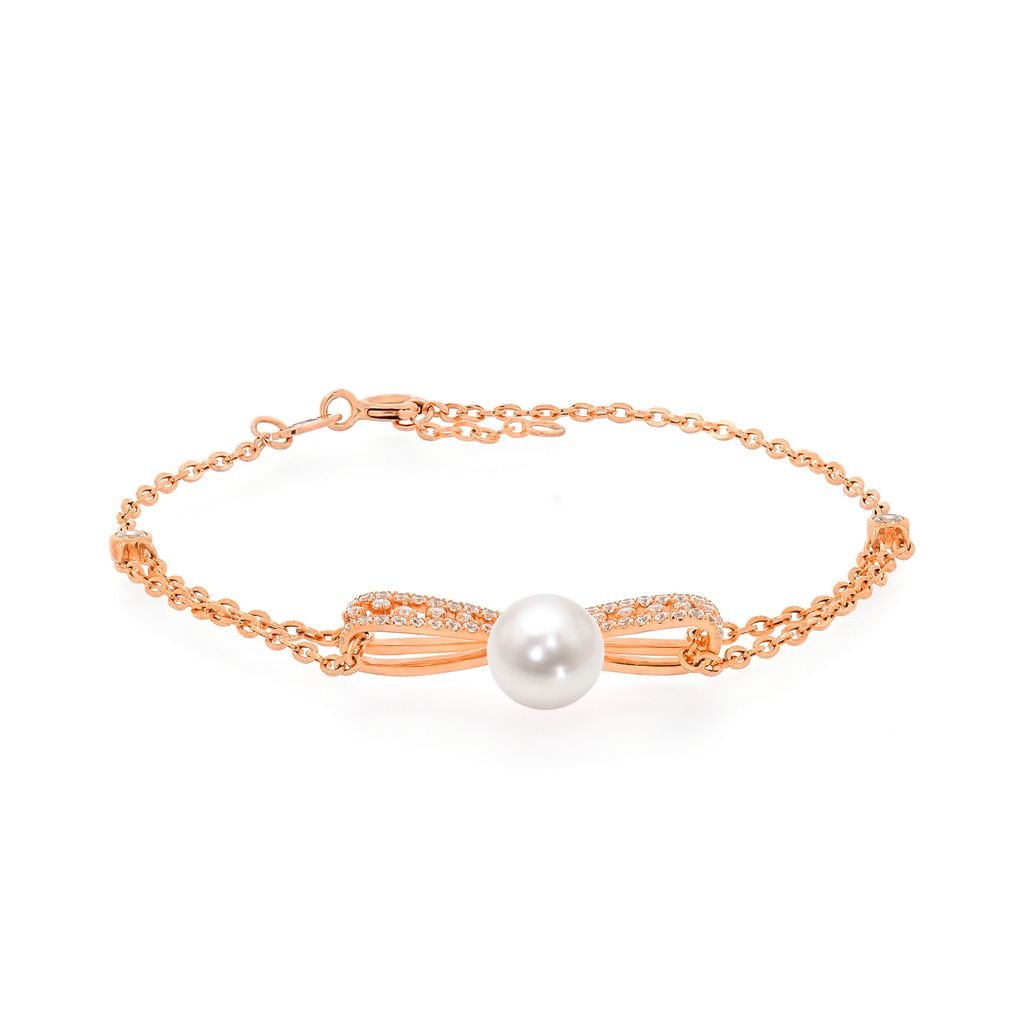 Lắc tay nữ vàng hồng 14K gắn đá CZ DOJI AFBK002114F3CZ1 