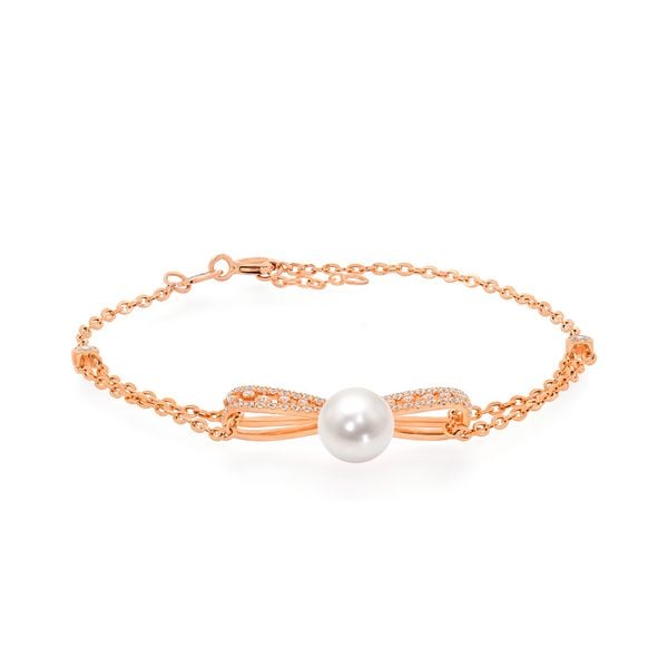 Lắc tay nữ vàng hồng 14K gắn đá CZ DOJI AFBK002114F3CZ1