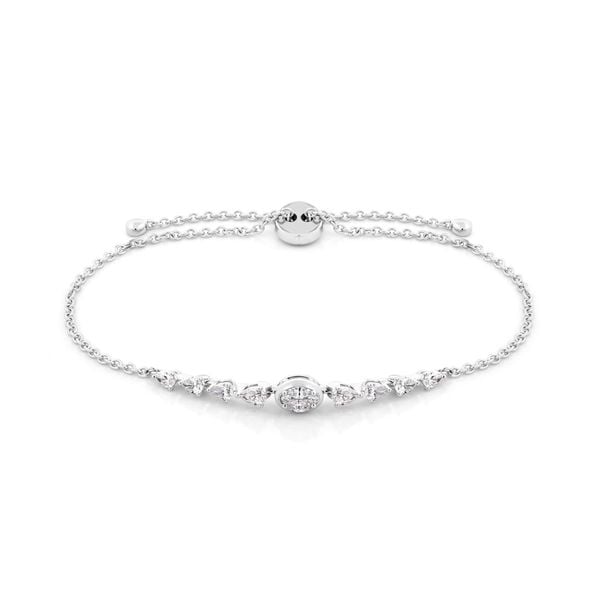 Lắc tay vàng trắng 14K gắn kim cương DOJI AFBR000507F2DA1