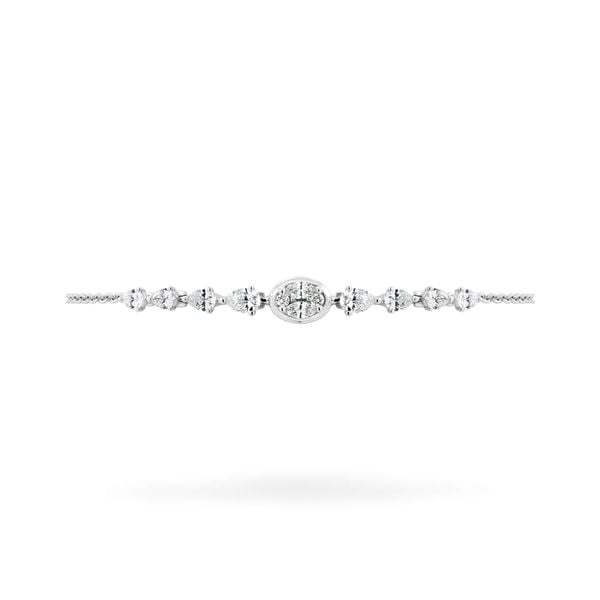 Lắc tay vàng trắng 14K gắn kim cương DOJI AFBR000507F2DA1
