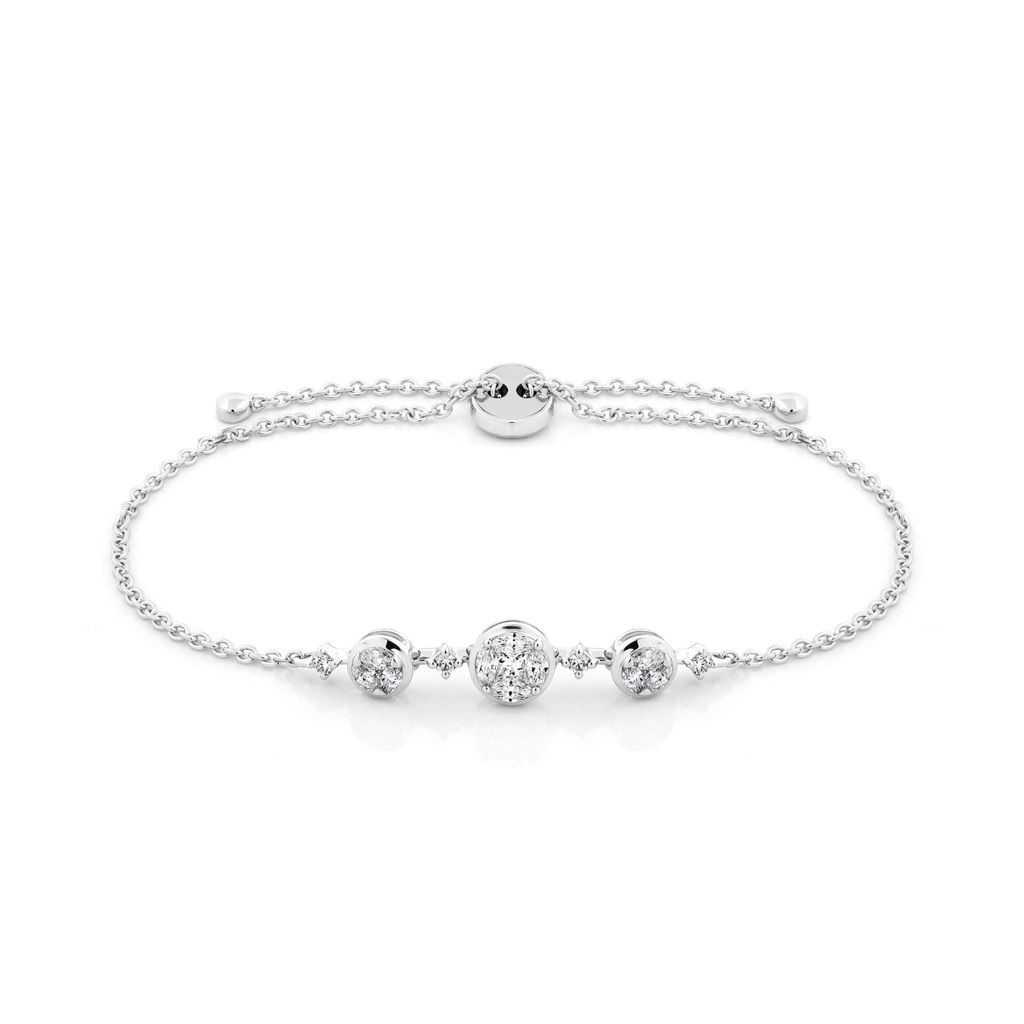 Lắc tay vàng trắng 14K gắn kim cương DOJI AFBR000508F2DA1 