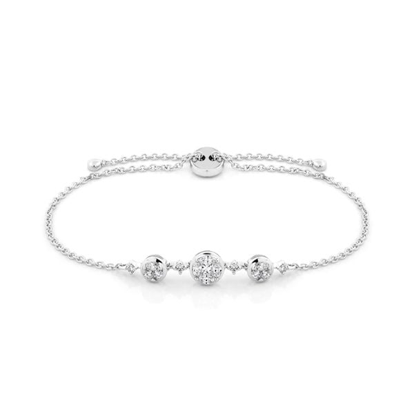 Lắc tay vàng trắng 14K gắn kim cương DOJI AFBR000508F2DA1