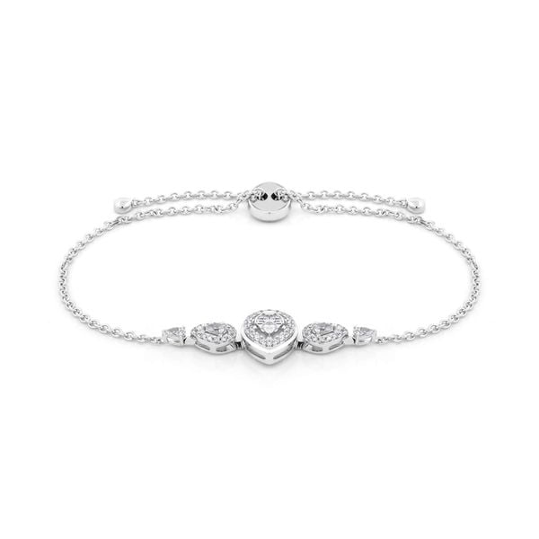 Lắc tay vàng trắng 14K gắn kim cương DOJI AFBR000510F2DA1