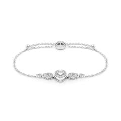 Lắc tay vàng trắng 14K gắn kim cương DOJI AFBR000510F2DA1