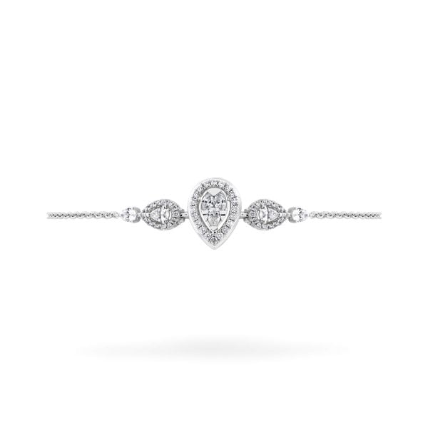 Lắc tay vàng trắng 14K gắn kim cương DOJI AFBR000510F2DA1