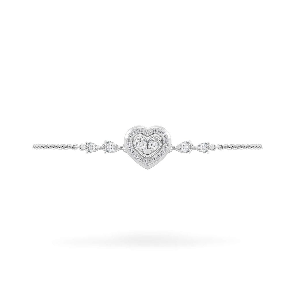 Lắc tay vàng trắng 14K gắn kim cương DOJI AFBR000512F2DA1 