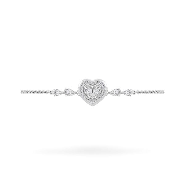 Lắc tay vàng trắng 14K gắn kim cương DOJI AFBR000512F2DA1