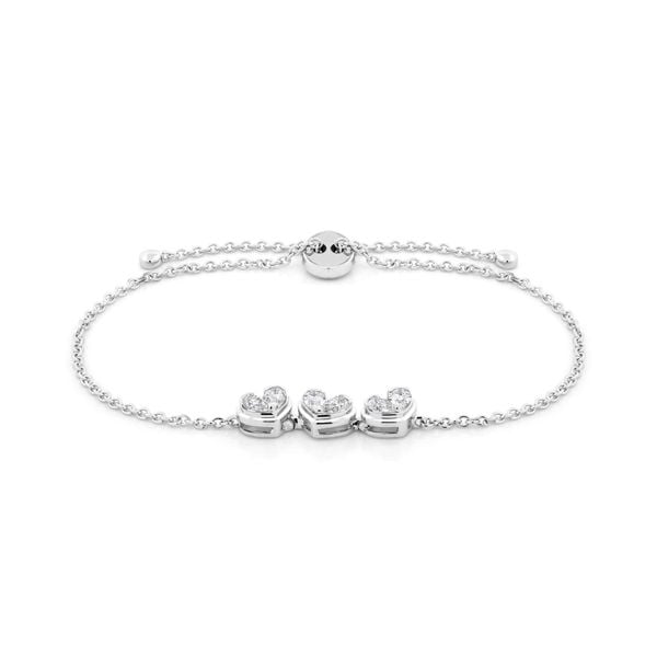 Lắc tay vàng trắng 14K gắn kim cương DOJI AFBR000526F2DA1