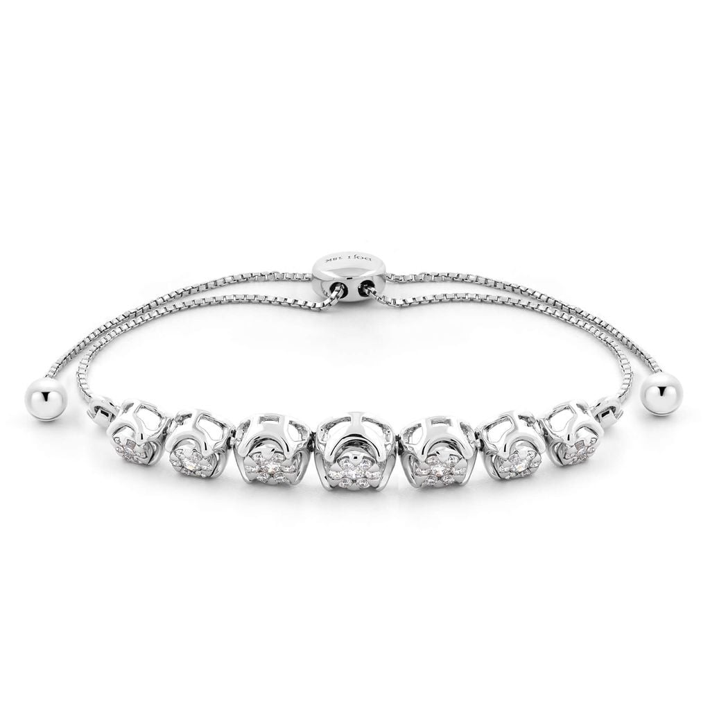 Lắc tay vàng trắng 18K gắn kim cương DOJI AFBR100126D2DA1 