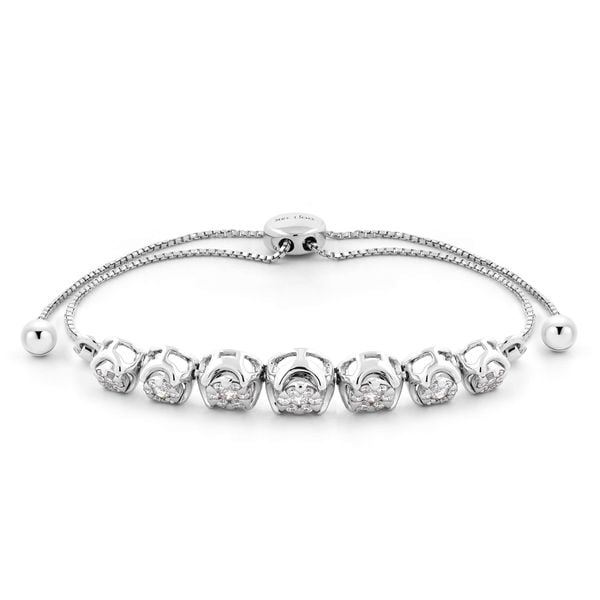 Lắc tay vàng trắng 18K gắn kim cương DOJI AFBR100126D2DA1