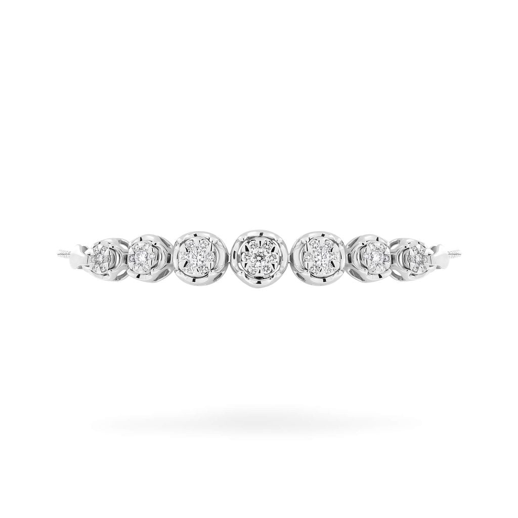 Lắc tay vàng trắng 18K gắn kim cương DOJI AFBR100126D2DA1 