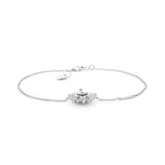 Lắc tay vàng trắng 14K gắn kim cương DOJI AFBR800002F2DA1