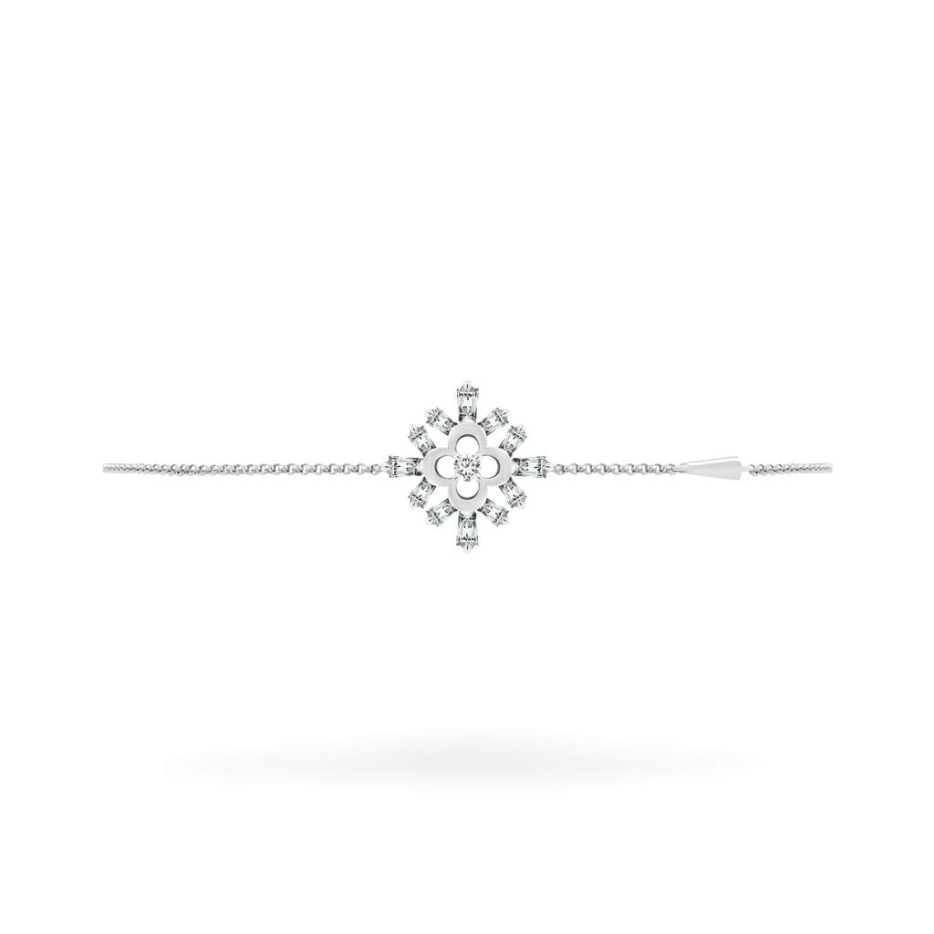 Lắc tay vàng trắng 14K gắn kim cương DOJI AFBR800002F2DA1 