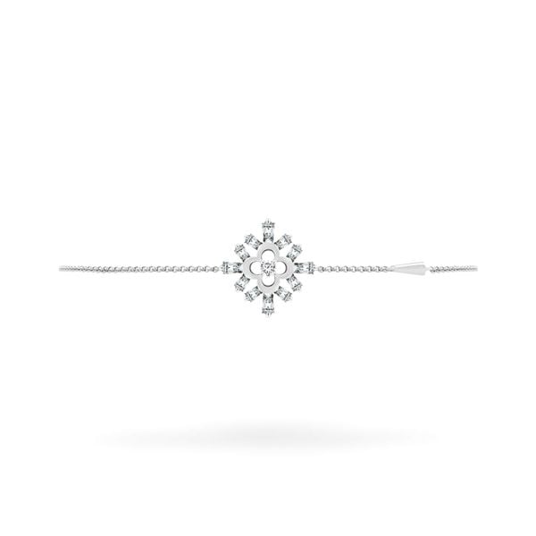 Lắc tay vàng trắng 14K gắn kim cương DOJI AFBR800002F2DA1