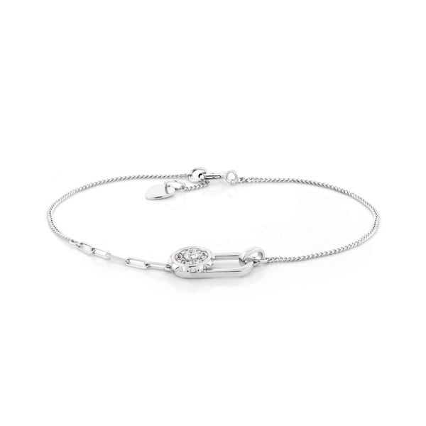 Lắc tay vàng trắng 14K gắn kim cương DOJI AFBR800017F2DA1