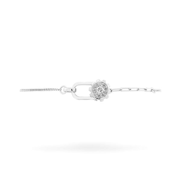 Lắc tay vàng trắng 14K gắn kim cương DOJI AFBR800017F2DA1