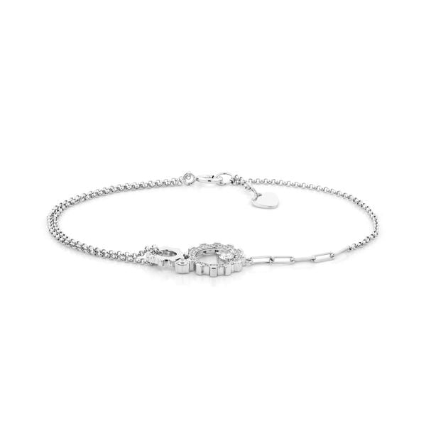 Lắc tay vàng trắng 14K gắn kim cương DOJI AFBR800020F2DA1