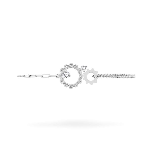 Lắc tay vàng trắng 14K gắn kim cương DOJI AFBR800020F2DA1