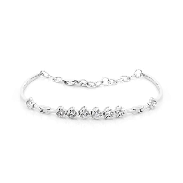 Lắc tay vàng trắng 14K gắn kim cương DOJI AFBR800035F2DA1