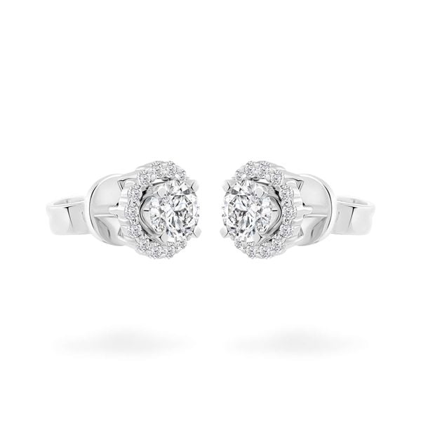 Hoa tai vàng trắng 14K gắn kim cương DOJI AFEB000008F2HA1