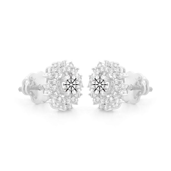 Hoa tai vàng trắng 14K gắn kim cương DOJI AFEB000013F2HA1