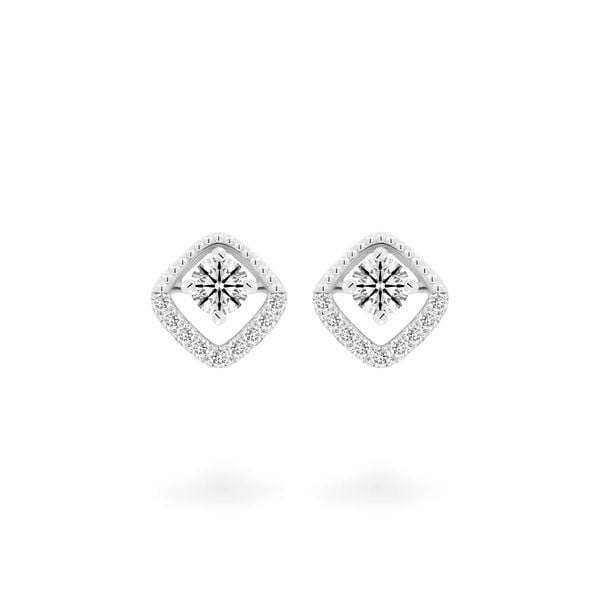 Hoa tai vàng trắng 14K gắn kim cương DOJI AFEB000019F2HA1