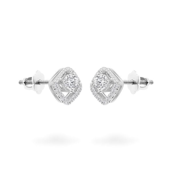 Hoa tai vàng trắng 14K gắn kim cương DOJI AFEB000019F2HA1