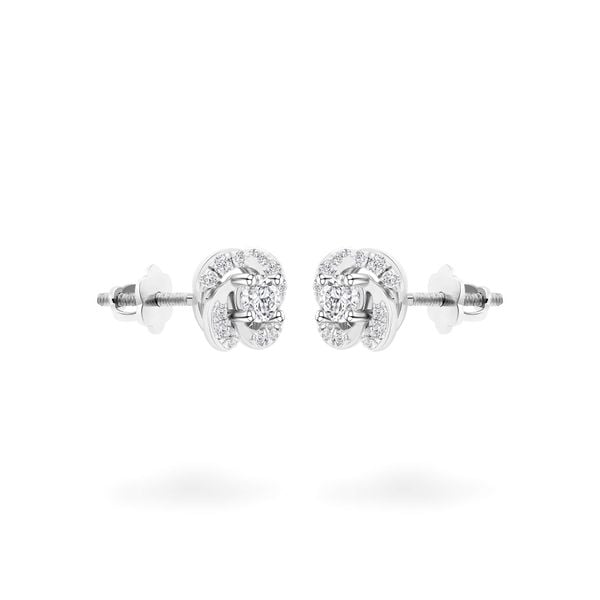 Hoa tai vàng trắng 14K gắn kim cương DOJI AFEB000029F2HA1