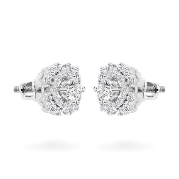Hoa tai vàng trắng 14K gắn kim cương DOJI AFEB000035F2HA1