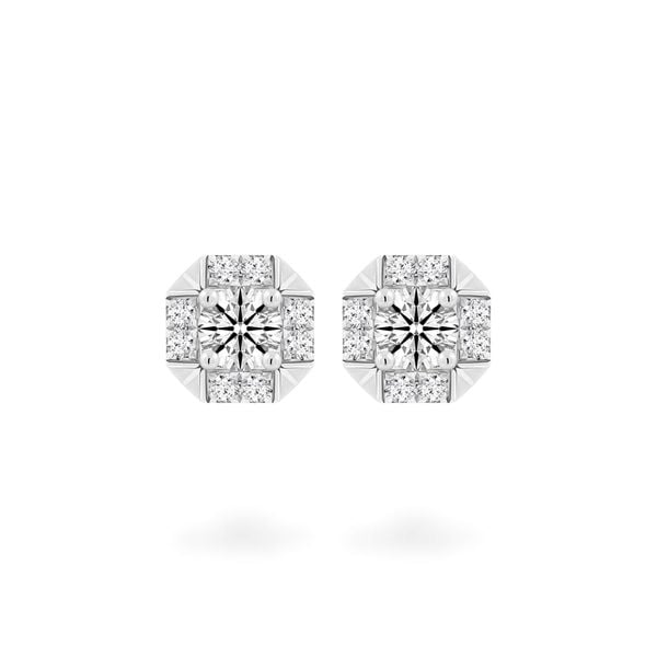 Hoa tai vàng trắng 14K gắn kim cương DOJI AFEB000053F2HA1