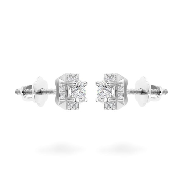 Hoa tai vàng trắng 14K gắn kim cương DOJI AFEB000053F2HA1