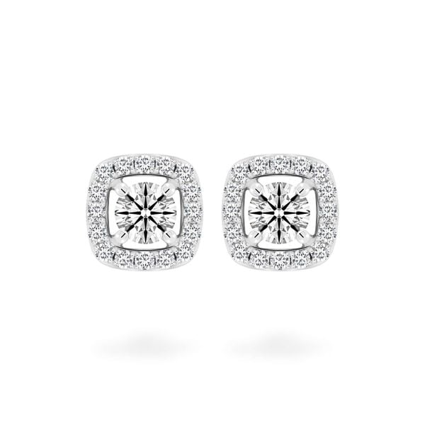 Hoa tai vàng trắng 14K gắn kim cương DOJI AFEB000076F2HA1