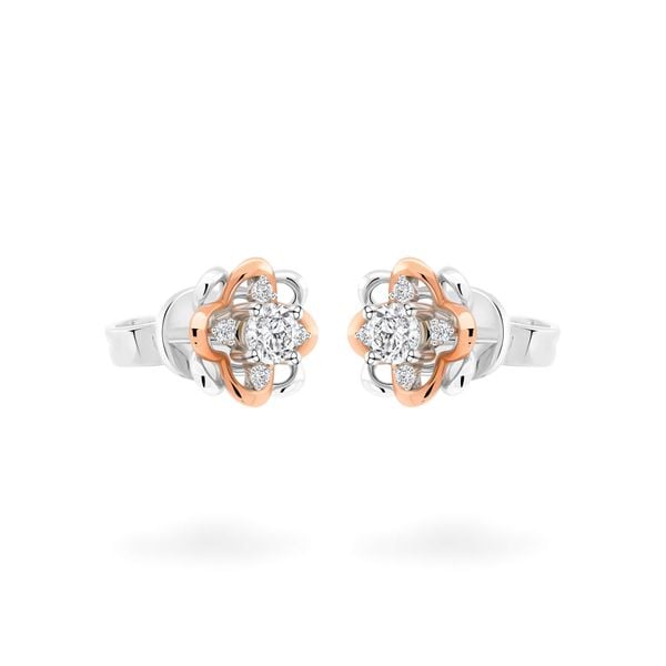 Hoa tai vàng 14K gắn kim cương DOJI AFEB000116F6HA1