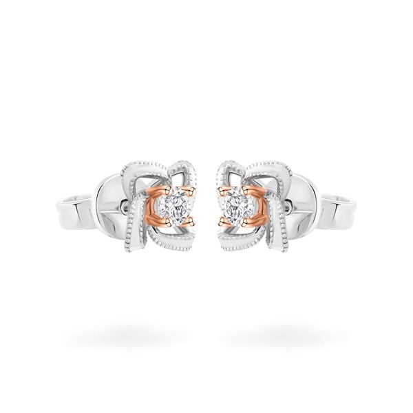 Hoa tai vàng 14K gắn kim cương DOJI AFEB000199F6HA1