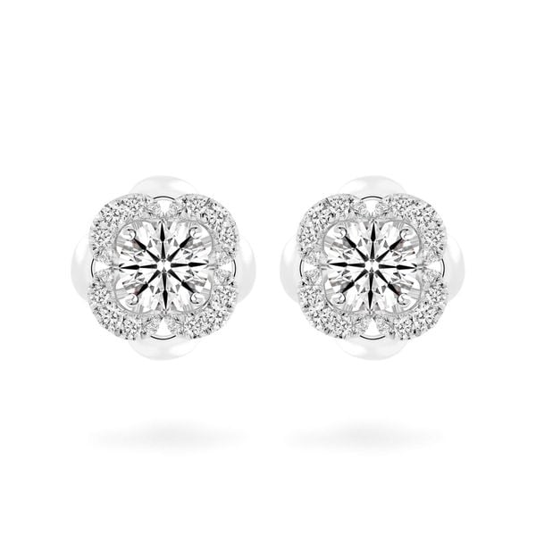 Hoa tai vàng trắng 14K gắn kim cương DOJI AFEB001928F2HA1