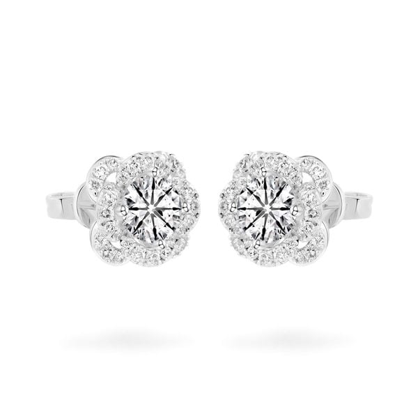 Hoa tai vàng trắng 14K gắn kim cương DOJI AFEB001929F2HA1