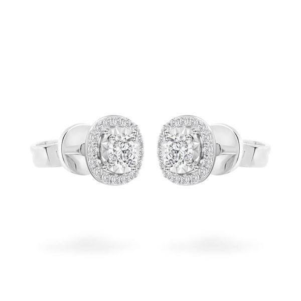 Hoa tai vàng trắng 14K gắn kim cương DOJI AFEB002119F2HA1