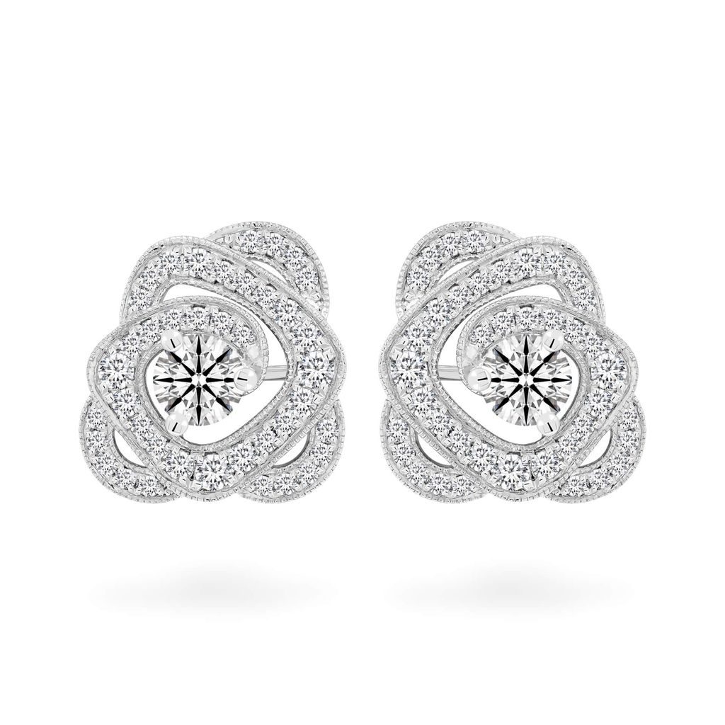 Hoa tai vàng trắng 14K gắn kim cương DOJI AFEB100051F2HA1 