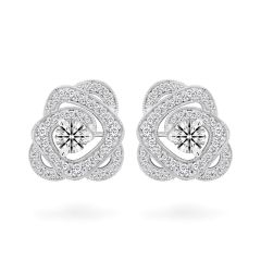 Hoa tai vàng trắng 14K gắn kim cương DOJI AFEB100051F2HA1