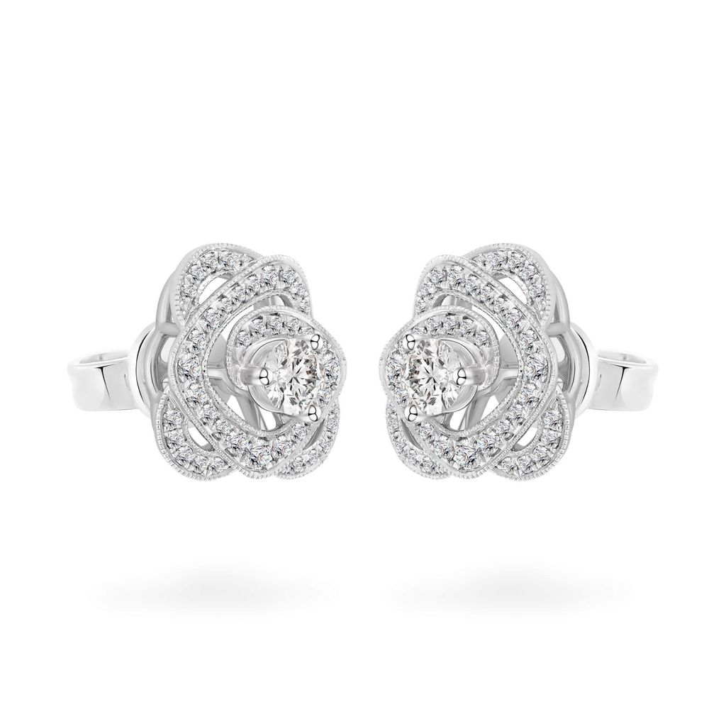 Hoa tai vàng trắng 14K gắn kim cương DOJI AFEB100051F2HA1 