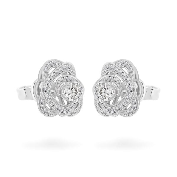 Hoa tai vàng trắng 14K gắn kim cương DOJI AFEB100051F2HA1