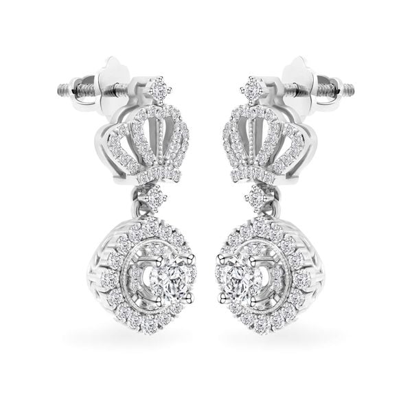 Hoa tai vàng trắng 14K gắn kim cương DOJI AFEB100081F2HA1