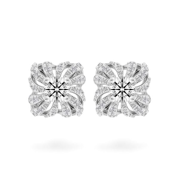 Hoa tai vàng trắng 14K gắn kim cương DOJI AFEB100093F2HA1