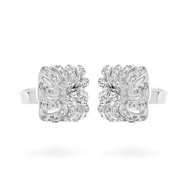 Hoa tai vàng trắng 14K gắn kim cương DOJI AFEB100093F2HA1