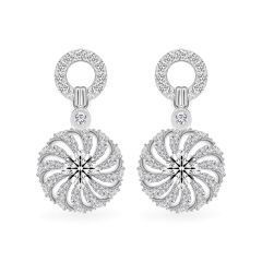 Hoa tai vàng trắng 14K gắn kim cương DOJI AFEB100105F2HA1