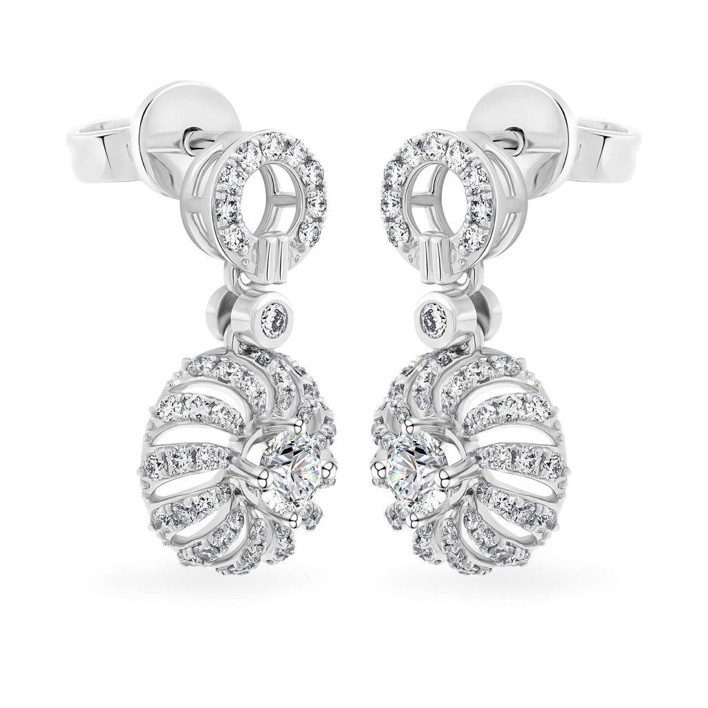 Hoa tai vàng trắng 14K gắn kim cương DOJI AFEB100105F2HA1 