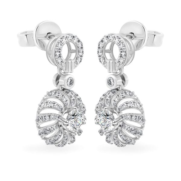 Hoa tai vàng trắng 14K gắn kim cương DOJI AFEB100105F2HA1