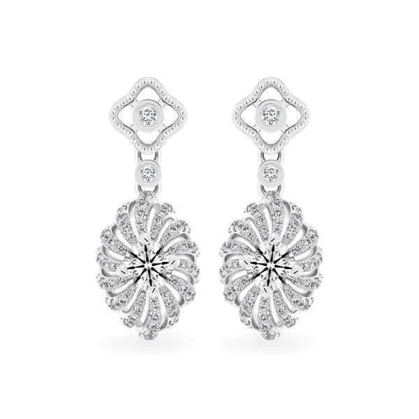 Hoa tai vàng trắng 14K gắn kim cương DOJI AFEB100137F2HA1